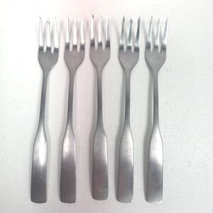 Set of 5 Customcraft Stainless Seafood Cocktail Forks Mid Century Flatware